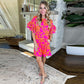 Loose Knee-length Short Skirt Women's Fashion Floral Print Short Sleeve Dress