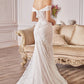 Jolie Lace Mermaid Embroidered Skirt Sheer Sensual Off Shoulder Bodice Long Bridal Dress CDA0666W_1