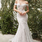 Jolie Lace Mermaid Embroidered Skirt Sheer Sensual Off Shoulder Bodice Long Bridal Dress CDA0666W_4