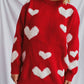 Heart Round Neck Dropped Shoulder Sweater