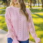 Openwork Lantern Sleeve Dropped Shoulder Sweater