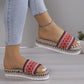 Geometric Woven Platform Slide Sandals