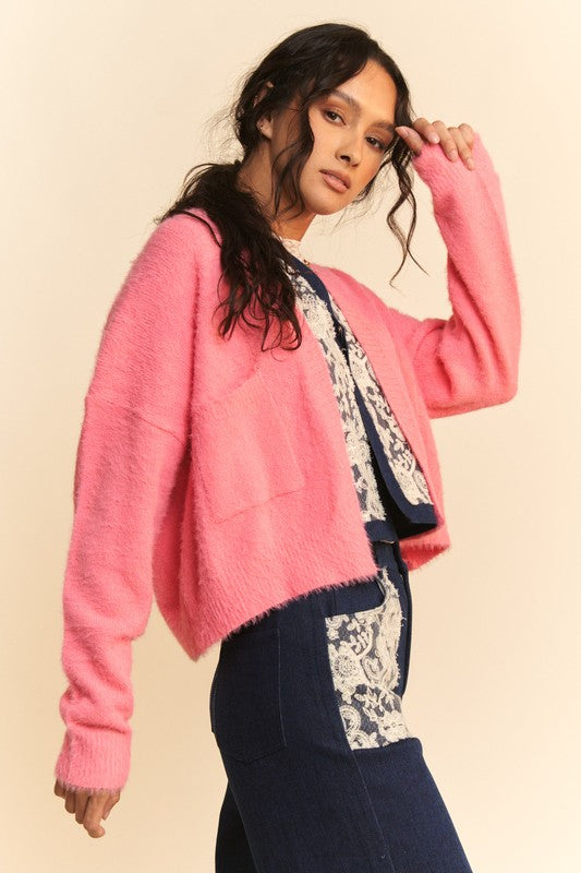 Davi & Dani Open Front Drop Shoulder Cardigan