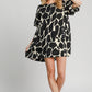 Umgee Full Size Two Tone Abstract Print Puff Sleeve Dress Plus Size