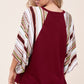 WAFFLE STRIPE MIX KIMONO TOP