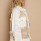 POL Eyelet Flower Pearl Detail Lace Patchwork Shirt