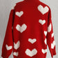 Heart Round Neck Dropped Shoulder Sweater