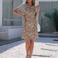 Ivy Lane Leopard Round Neck Short Sleeve Mini Dress
