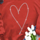 Valentine's Day Rhinestone Heart Long Sleeve Sweatshirt