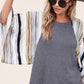 WAFFLE STRIPE MIX KIMONO TOP