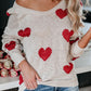 Heart Scoop Neck Long Sleeve Sweater