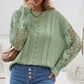 Openwork Lantern Sleeve Dropped Shoulder Sweater