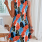Lace Detail Printed V-Neck Sleeveless Dress