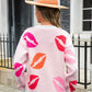 Angel Wings Lip V-Neck Drop Shoulder Sweater