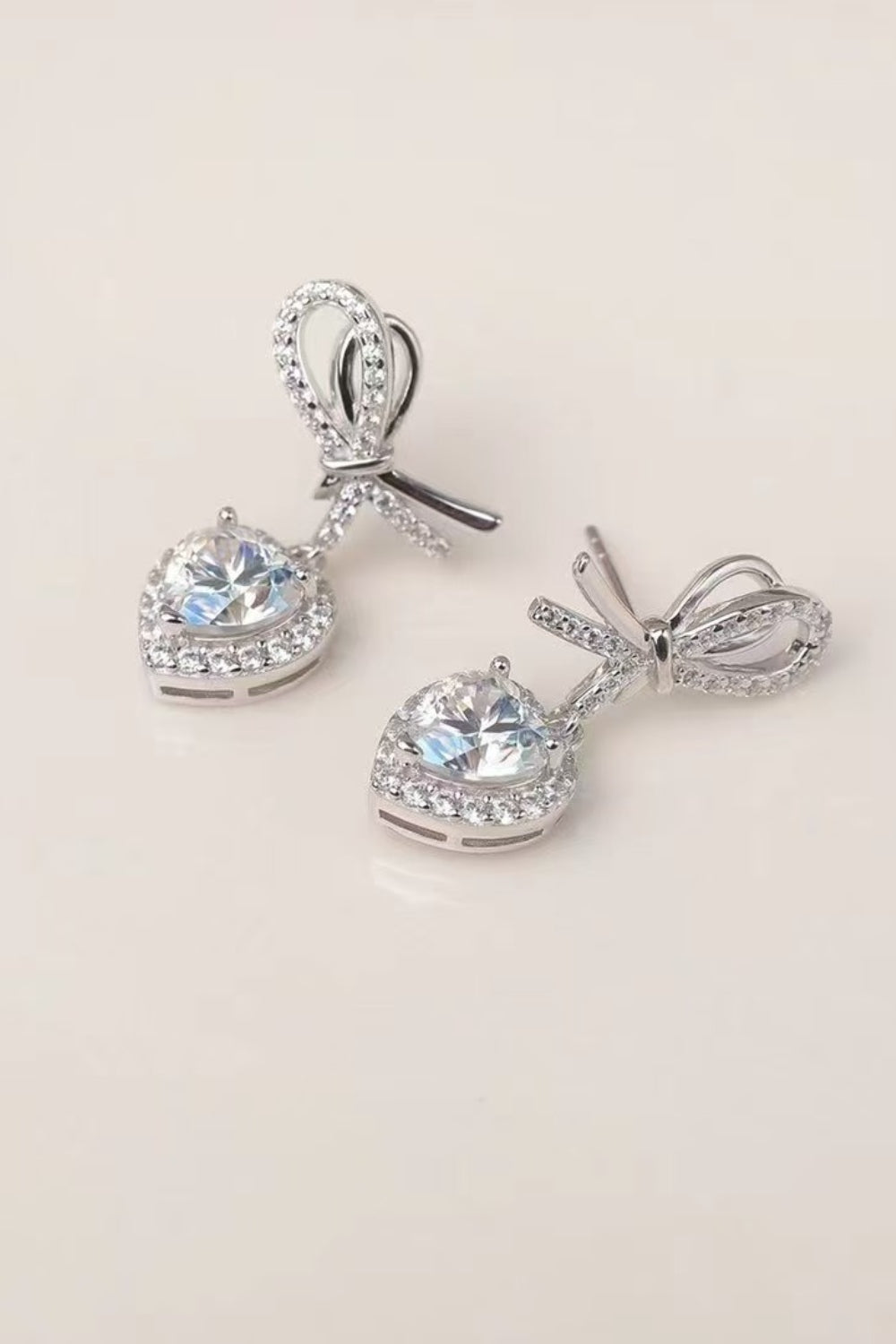 Moissanite 925 Sterling Silver Heart Earrings2 Carat