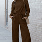 Double Take Full Size Textured Long Sleeve Top and Drawstring Pants Set