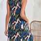 Lace Detail Printed V-Neck Sleeveless Dress