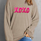 XOXO Sequin Round Neck Dropped Shoulder Sweatshirt