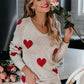 Heart Scoop Neck Long Sleeve Sweater