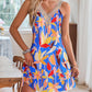 Lace Detail Printed V-Neck Sleeveless Dress