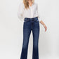 High Rise Distressed Hem Kick Flare Jeans