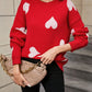 Angel Wings Heart Round Neck Dropped Shoulder Sweater