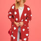 Heart Graphic Open Front Cardigan with Pockets