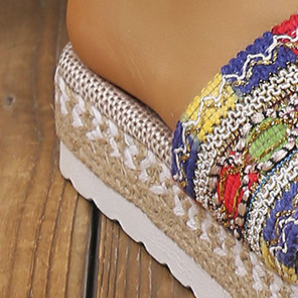 Boho Woven Platform Slide Sandals