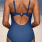 Scalloped V Neck Cut Out Monokini Swimwear