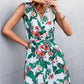 Printed Zip Detail Belted Sleeveless Dress