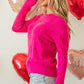 Red Heart Shape Drop Shoulder Round Neck Sweater