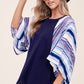 WAFFLE STRIPE MIX KIMONO TOP