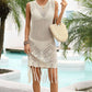 Angel Wings Fringe Trim Sleeveless Openwork Cover-Up Dress