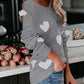 Heart Scoop Neck Long Sleeve Sweater