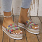 Boho Woven Platform Slide Sandals
