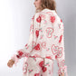 Valentine’s Day Lace Detail Heart Print Collared Neck Top and Shorts Lounge Set