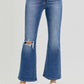 RISEN Full Size Distressed High Rise Crop Flare Jeans