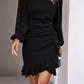 Devine Ruched Ruffled Balloon Sleeve Mini Dress