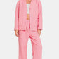 Zenana Quilted Button Up Long Sleeve Top and Pants Lounge Set