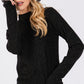 SAGE + FIG Glitter Mock Neck Lettuce Hem Long Sleeve Top