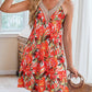 Lace Detail Printed V-Neck Sleeveless Dress