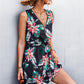 Printed Zip Detail Belted Sleeveless Dress