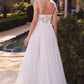 Layered A-Line Tulle Laced Mid Open Back V-neck Floral Bodice Long Bridal & Wedding Dress CDCB072W_2