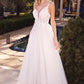 Layered A-Line Tulle Laced Mid Open Back V-neck Floral Bodice Long Bridal & Wedding Dress CDCB072W_0