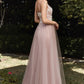 Floral A-Line Embroidered Lace Illusion V-Neck Long Prom Dress CDCB075_1