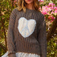 POL Cable-Knit Peace Patch Dropped Shoulder Sweater