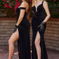 Deep V-Neck Velvet Fitted Plunging Bodice Long Prom & Bridesmaid Dress CDCD235_0