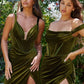 Deep V-Neck Velvet Fitted Plunging Bodice Long Prom & Bridesmaid Dress CDCD235_6