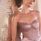 Daisy Embellished Satin Corset Strapless Long Evening Dress CDCD295_13