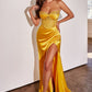 Daisy Embellished Satin Corset Strapless Long Evening Dress CDCD295_6